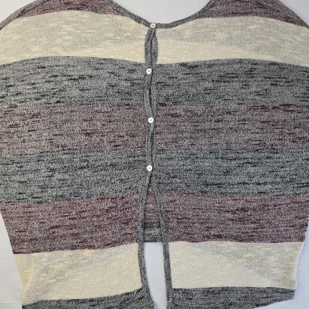 American Rag Colorblock Stripe Hi-Low Hem Dolman Sleeve Button Back Lightweight - Picture 7 of 12